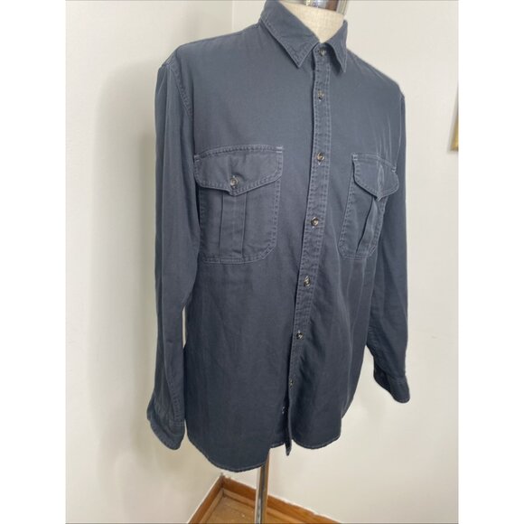 Filson Cotton Black Button Down Shirt Mens Size L Collar Casual Hunting Hiking - Picture 6 of 13